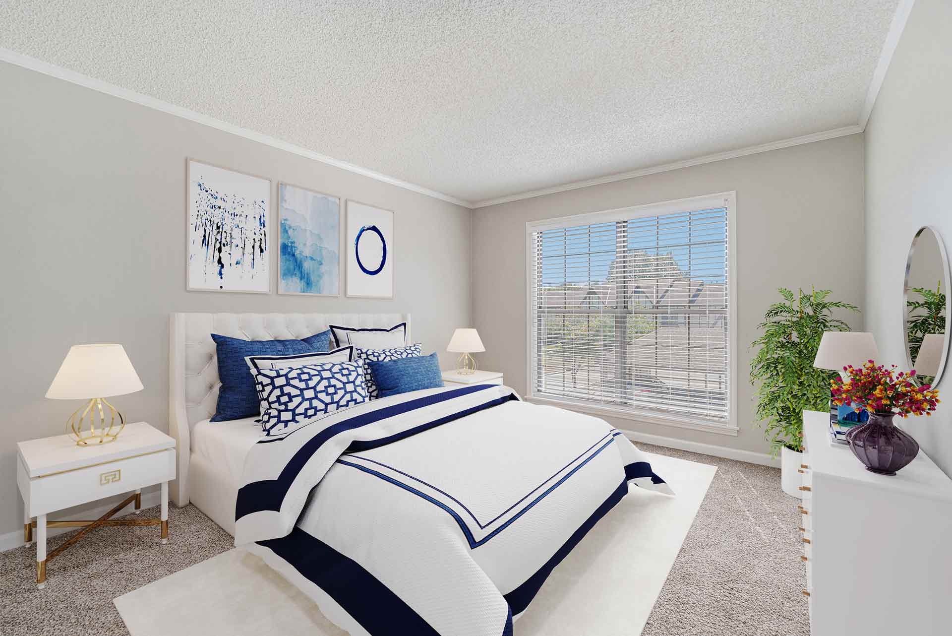 Corinth place luxurious interior staged bedroom